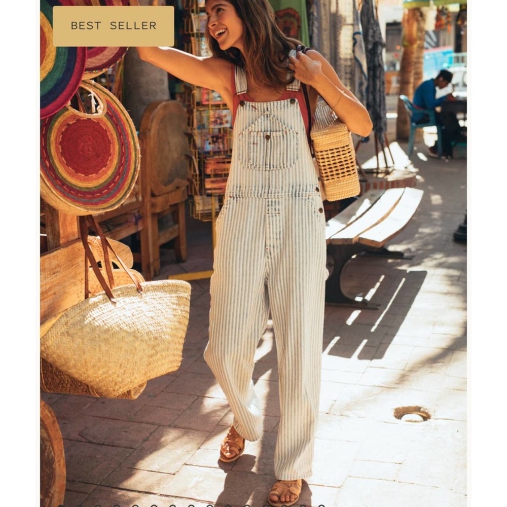 Faherty Topsail Classic Overalls railroad stripe
